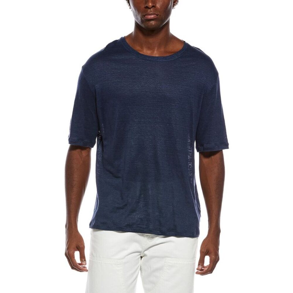 Isaia Mens  Linen Jersey Shirt, Blue